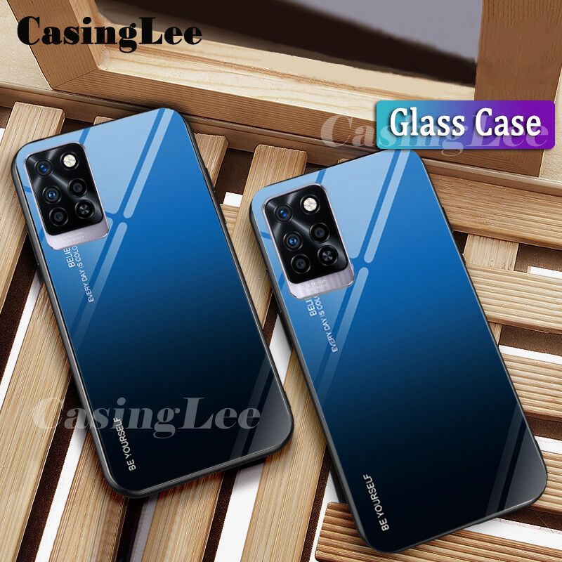 Casinglee For Infinix Note 10 Pro NFC case Gradient Tempered Glass Protector Back cover for Infinix Note10 Pro NFC Phone Cases For girls and Boys