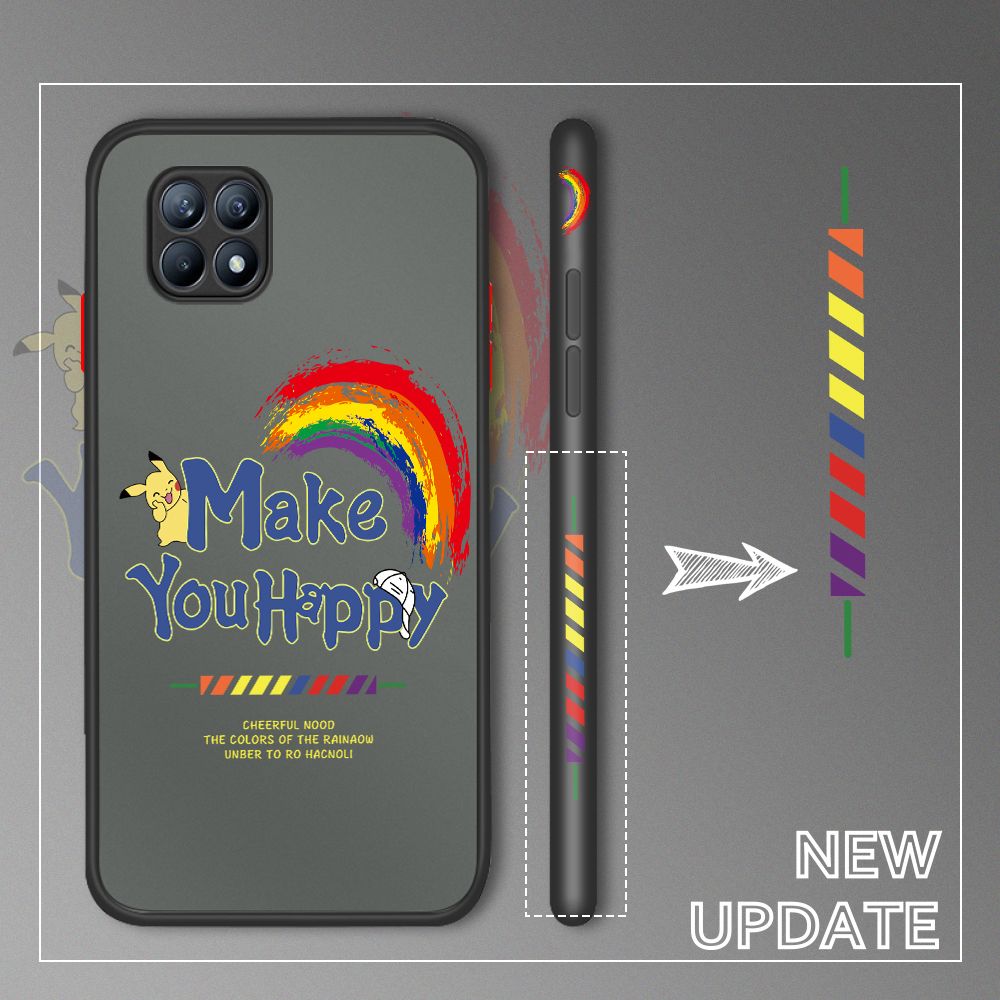 UCUC for OPPO Reno4 SE Back Cover Rainbow Pikachu Side Printed Design Phone Case Ultra Thin Frosted Cover Shockproof Phone Cover
