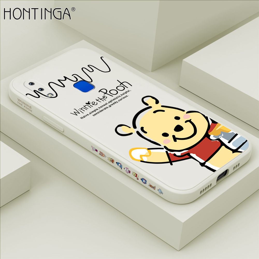 Hontinga for Vivo Y91 Y95 Case Side Design Hello Little Bear Back Cover Soft Square Edge Pattern Liquid Silicone Trend Phone Cases