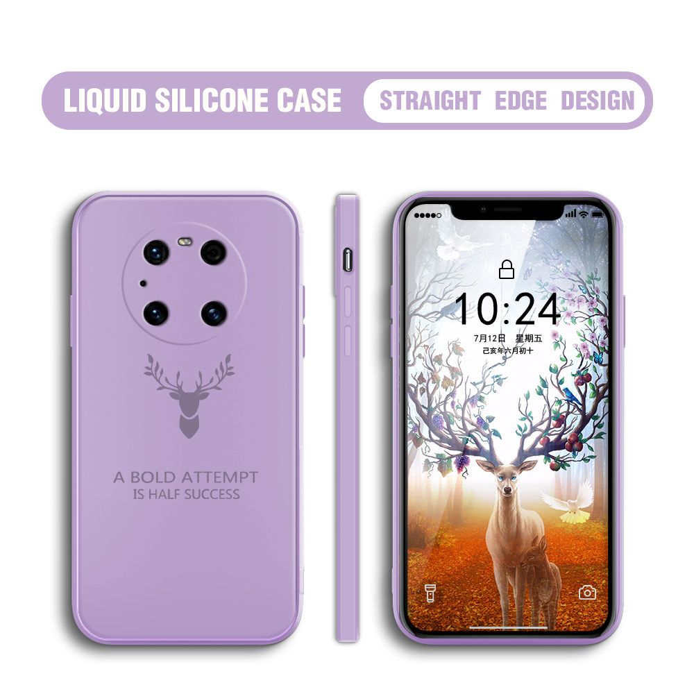 Hontinga for Huawei Mate 40 Pro Case Soft Silicone Square ELK Deer Reindeer Phone Cases Full Cover Camera Shockproof Protection Rubber Case