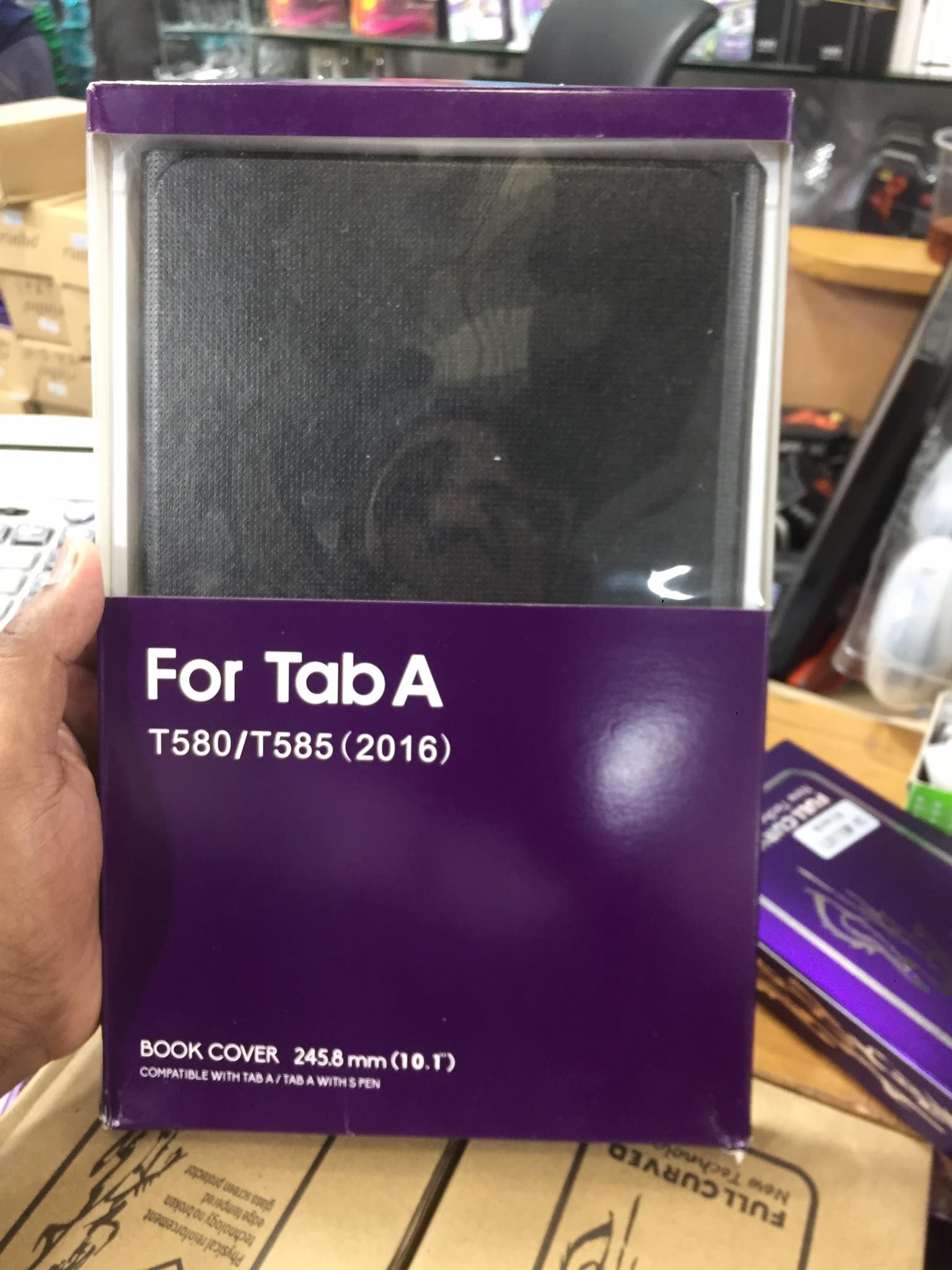Samsung galaxy tab a 10.1 (2016) /t580/t585/p580/p585 (10.1 ইঞ্চি) 3 ভাঁজ করা হোল্ডার কভার সহ সিল্ক টেক্সচার হরাইজন্টাল ফ্লিপ চামড়ার কেস