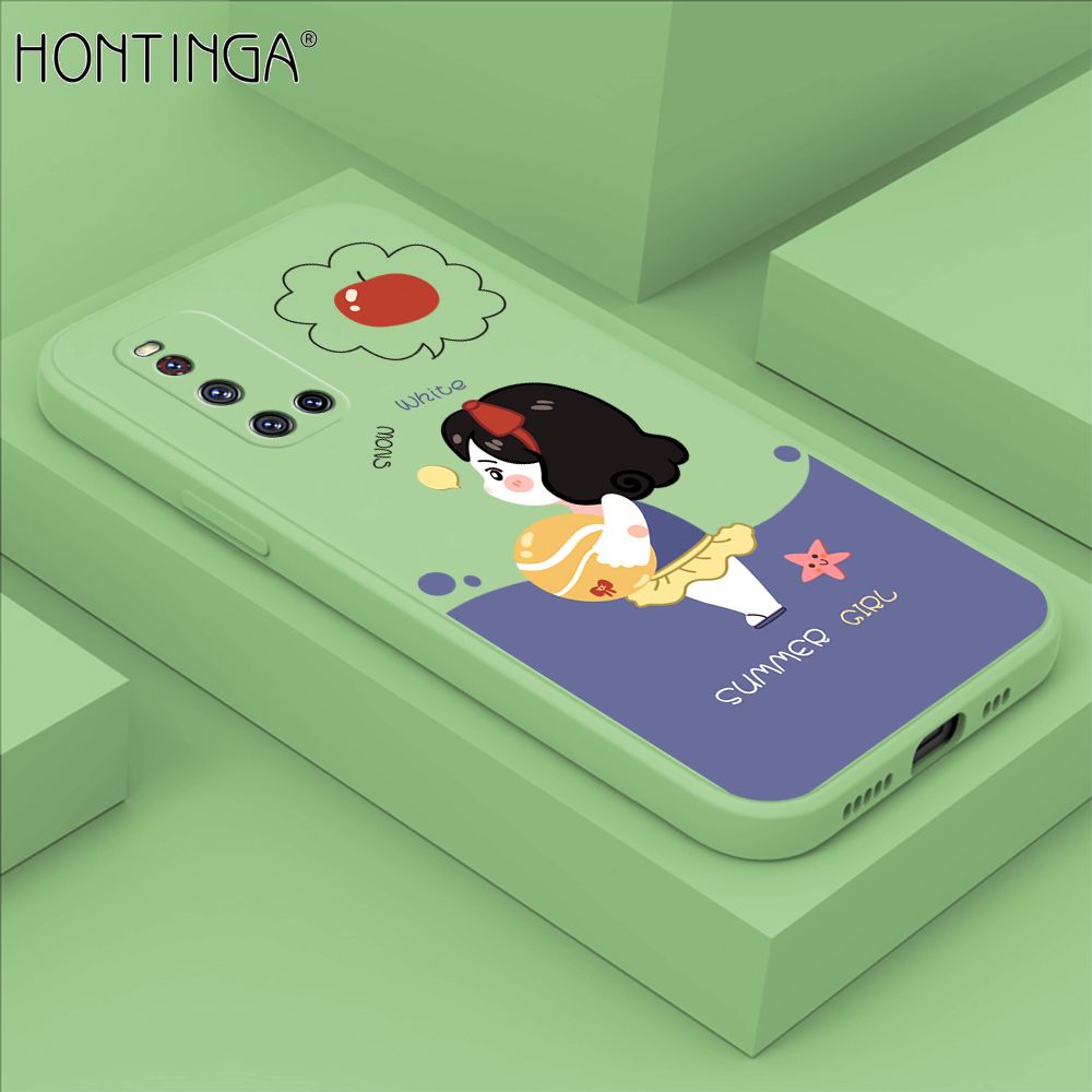 Hontinga for Vivo V19 Case Cute Cartoon Girl Phone Case Phone Case Soft Square Edge Silicone Cases Full Lens Cover Shockproof Protection Cover