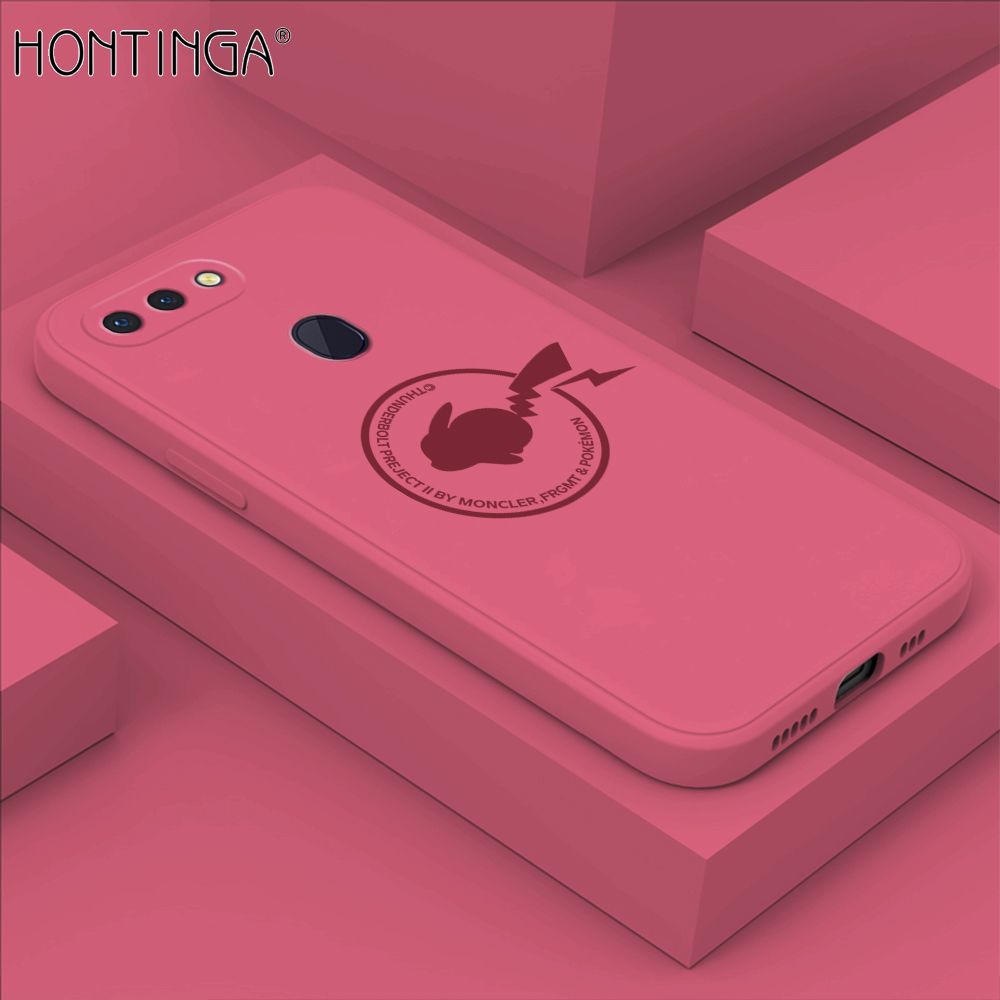 Hontinga for OPPO R15 Case Cartoon Pikachu Pokemon Phone Case Liquid Silicone Casing Full Cover Camera Shockproof Protective Case