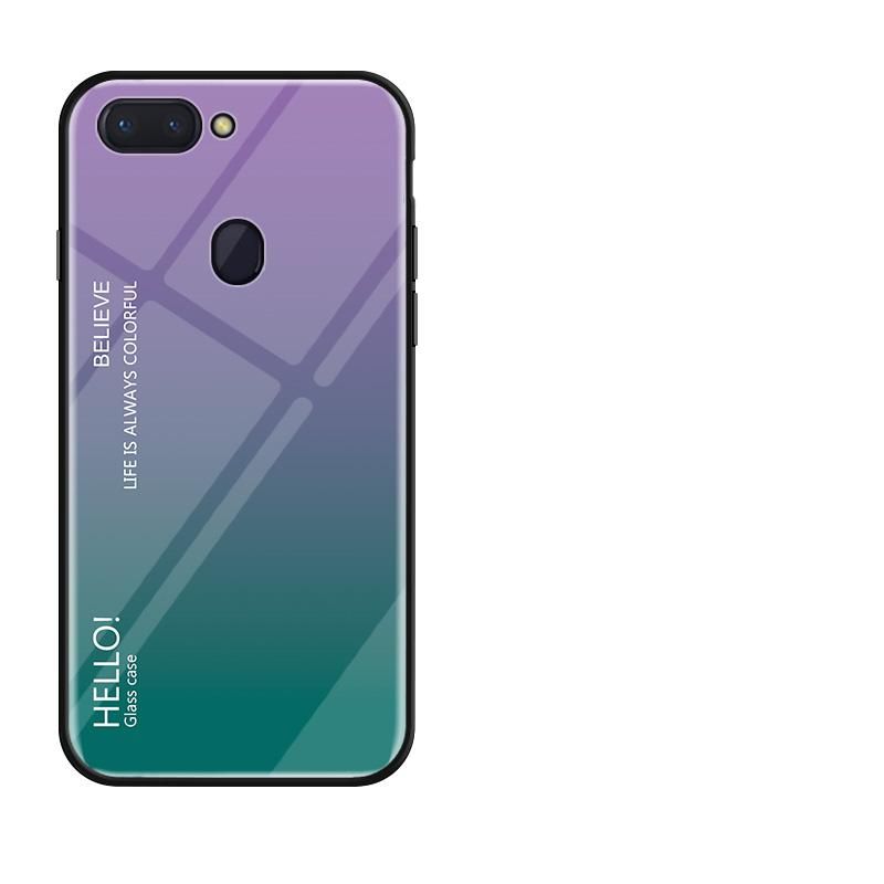 Gradient Color Tempered Glass Casing Protective Case Back Cover Soft TPU Bumper Case For Vivo X20 Case