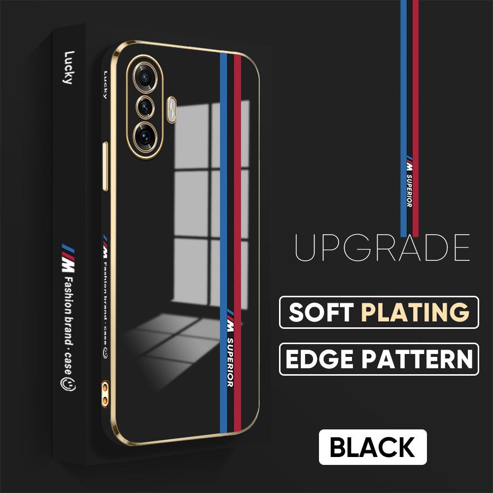 Jizetin (Free Lanyard) Xiaomi Poco F3 GT Redmi K40 Gaming Back Cover Car Track Luxury 6D Plating Case Side Pattern Soft Silicone Square Mobile Phone Cases
