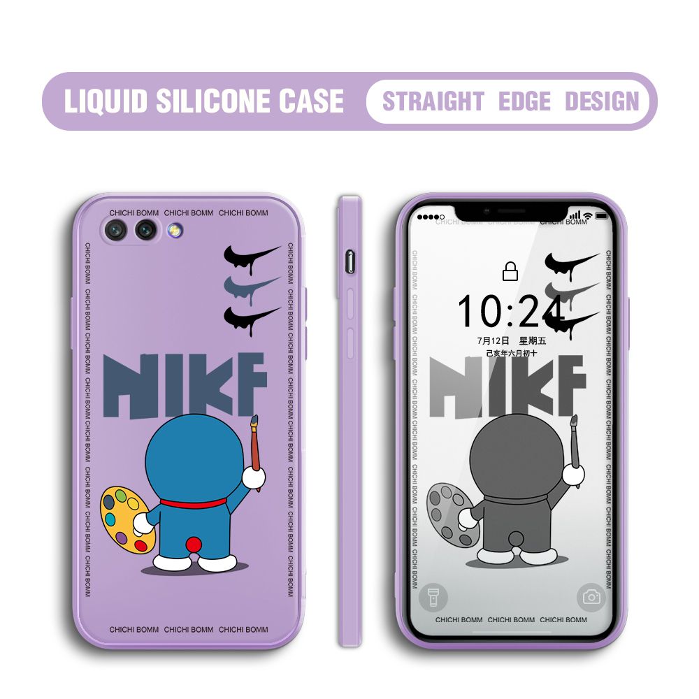 BILI for Honor 10 Back Cover Cartoon Clown Multicolor Liquid Silicone Phone Case Soft Square Lens Protection Phone Cases
