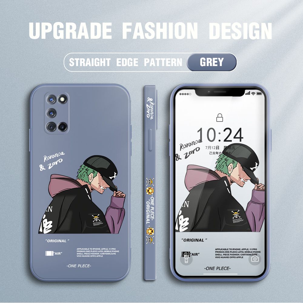Jizetin for OPPO A52 / A92 Case Anime One Piece Roronoa Zoro Side Design Phone Case Ultra Soft Edge Pattern Liquid Silicone Phone Cases