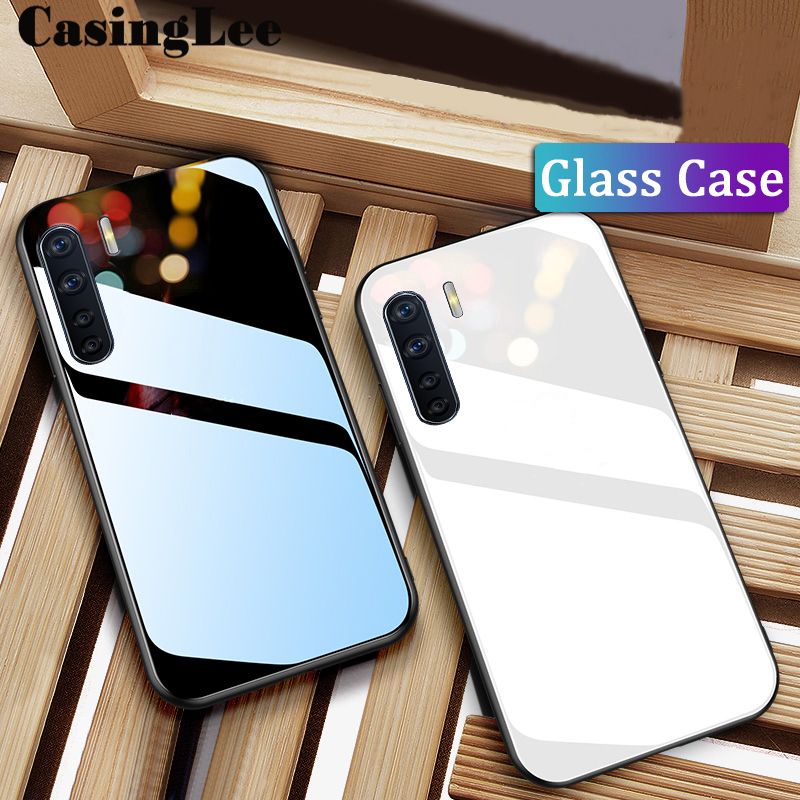Casinglee For OPPO Reno 3 case Glass silicon Full Protection Tempered Glass Back cover for OPPO Reno3 Phone cases For girls and Boys