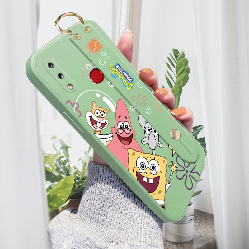 Jizetin for Samsung Galaxy A10S Wrist Strap Case Funny Cartoon Sea Creatures Cover Ultra Thin Anti Fall Liquid Silicone Phone Case