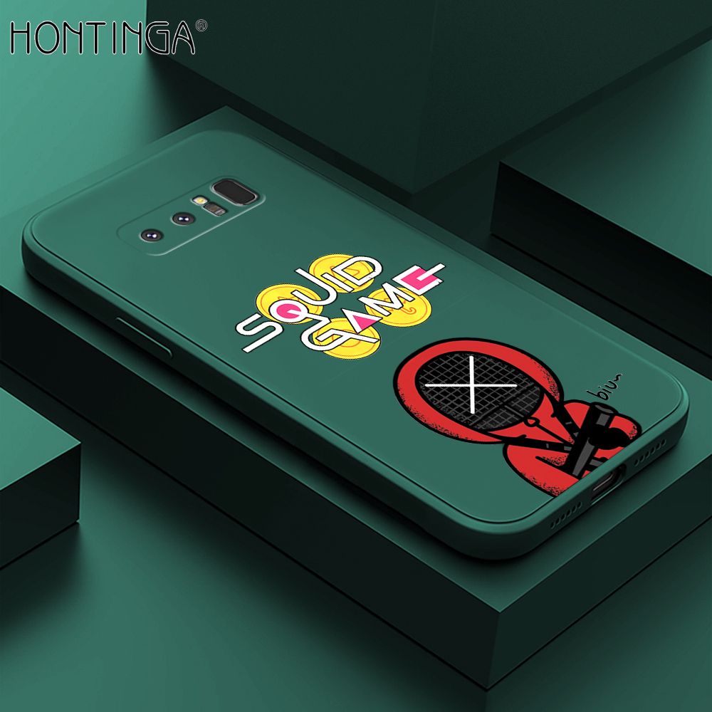 Hontinga for Samsung Galaxy Note 8 Case Fashion Cartoon Electric Baton Judge Role Phone Cover Square Liquid Silicone Trend Phone Case