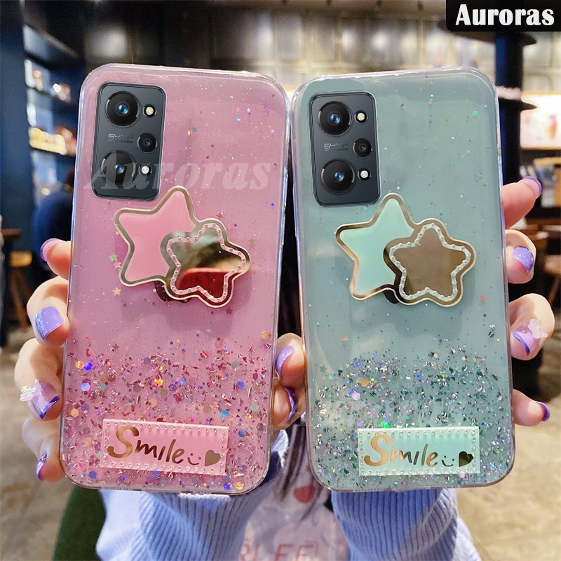 Case For Realme 9i Shiny Ring Back Cover Glitter Soft Transparent Full Star mirror Cases for Realme 9i Case Stars Moon Girls