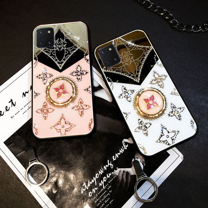 Phone Case Samsung Galaxy Note 10 Lite Mirror Back Cover Magnetic Ring Holder Luxury Diamond Clover Cross fo Galaxy Note 10 Lite Make Up Mirror Case