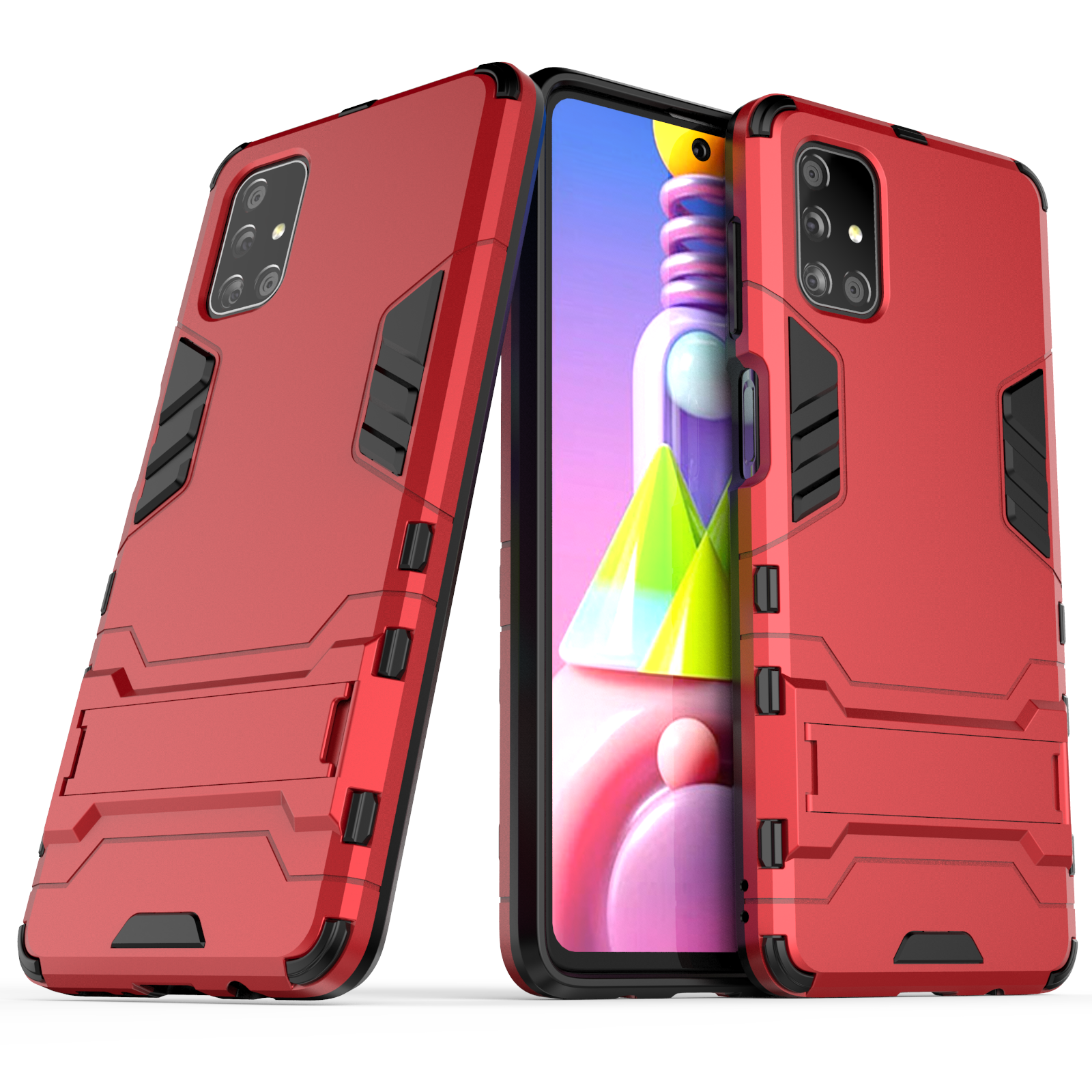 For Samsung Galaxy M51 Case Shockproof Bumper Hybrid Stand Silicone Armor Phone Case