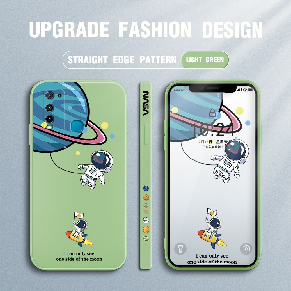 FHKL for Vivo Y50 Y30 Y30I Back Cover Cartoon Astronaut Side design Soft Case Multicolor Liquid Silicone Phone Cases