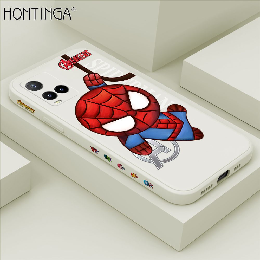 Hontinga for Vivo Y33S Case Side Design Cartoon Little Spider Back Cover Soft Square Edge Pattern Liquid Silicone Trend Phone Cases