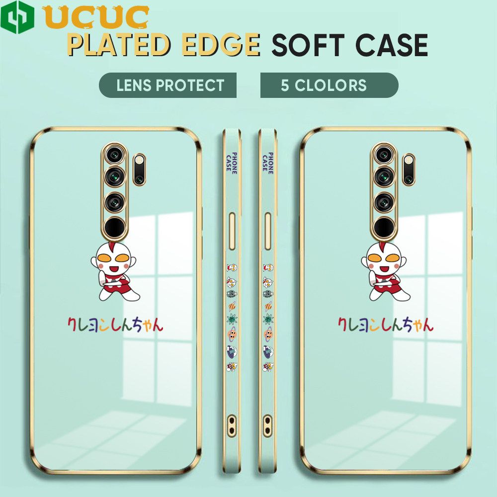 UCUC for Redmi Note 8 Pro Back Cover + Free Lanyard Altman Luxury 6D Plating Case Side Pattern Soft Silicone Square Phone Cases