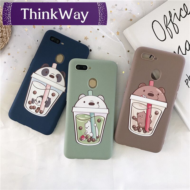 Cute Cartoon Bear Cup Soft Case VIVO Y11 V19 Y15 Y20 Y17 Y91 Y12 Y91C Y91i Y50 Y30 Y93 Y12S Y95 Case VIVO Y20i Y30i Y20S Y12i Y70 Y90 Y1S