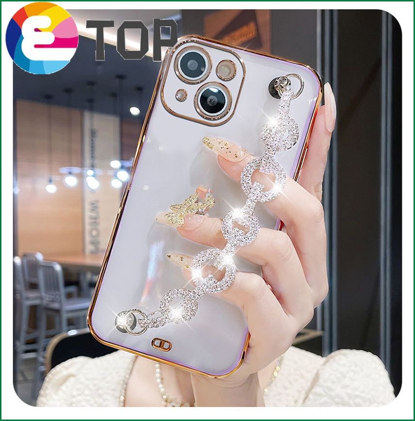 Suitable for Apple 13 new mobile phone shell 13promax all-inclusive lens 13pro silicone soft shell rhinestone bracelet tide