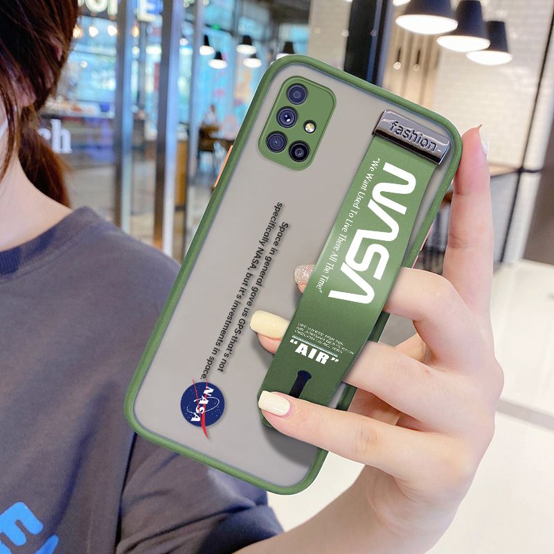 UCUC for Samsung Galaxy M51 Wrist Strap Case Popular NASA Wristband Printing Cover Shockproof Frosted Phone Case
