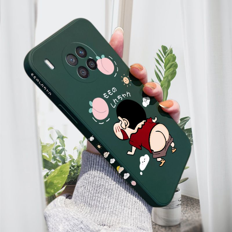 AMORVOR for Huawei Nova 8I/Honor 50 Lite Back Cover Cute Cartoon Crayon Shin-Chan Side design Soft Case Liquid Silicone Phone Cases