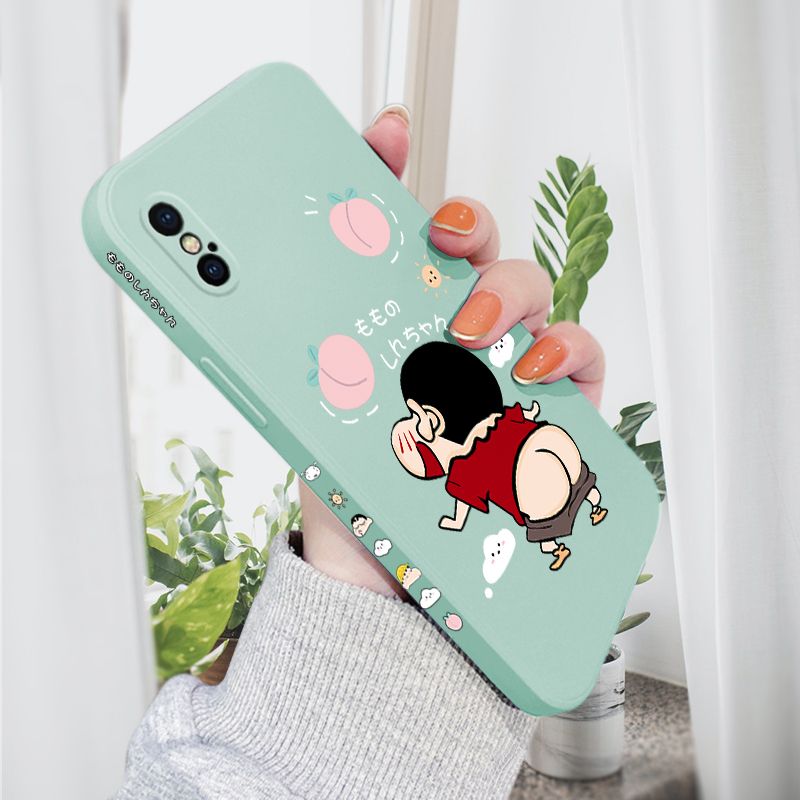AMORVOR for iPhone XS MAX Back Cover Cute Cartoon Crayon Shin-Chan Side design Soft Case Liquid Silicone Phone Cases