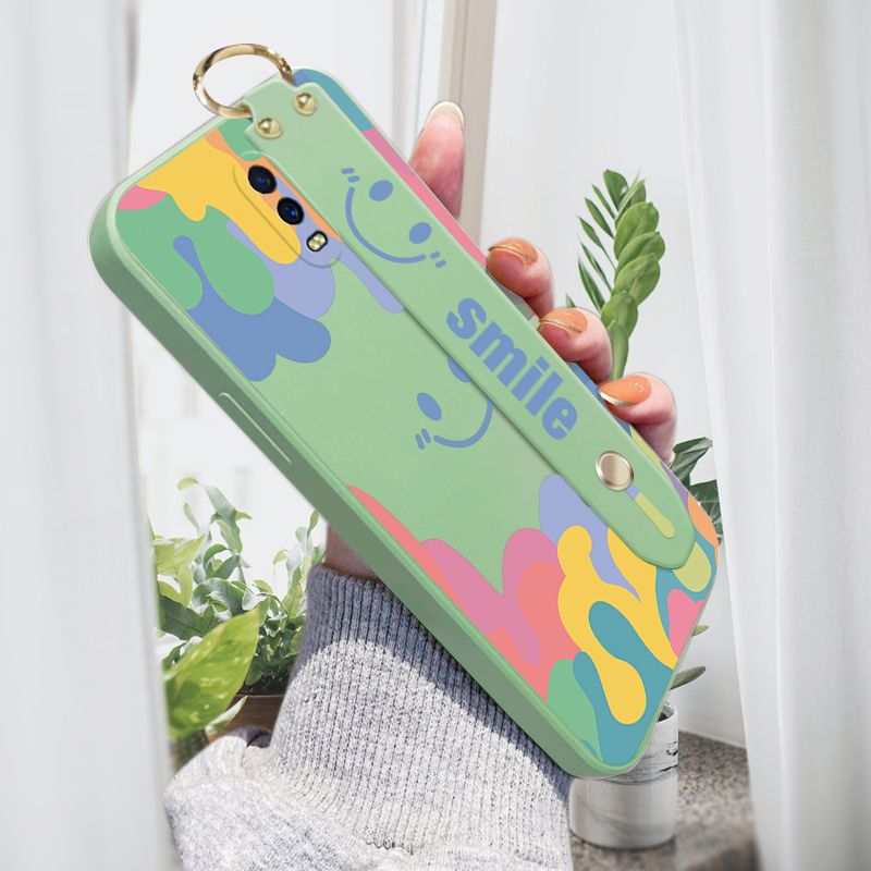Jizetin for OPPO R17 Wrist Strap Case Soft Candy Color Splash Ink Cover Ultra Thin Anti Fall Liquid Silicone Phone Case