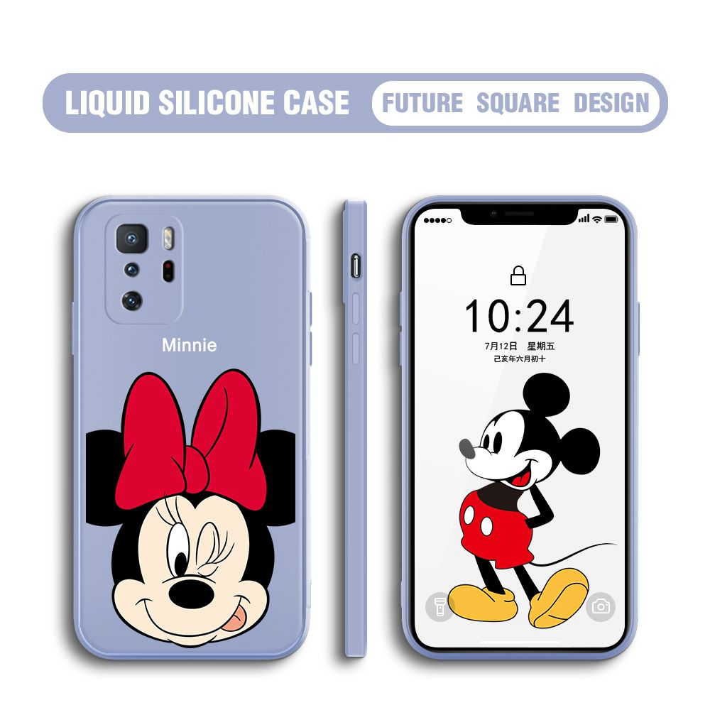 BILI for Xiaomi Poco X3 GT Back Cover Big Head Minnie Multicolor Liquid Silicone Phone Case Soft Square Lens Protection Phone Cases