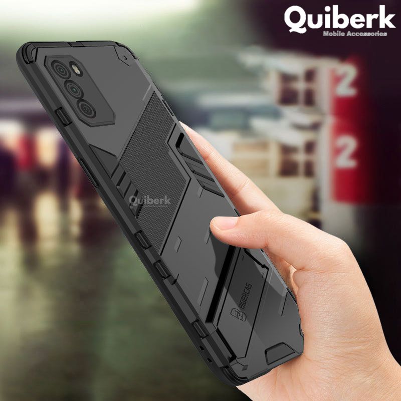 Quiberk for Xiaomi Poco M3 Phone Case Kickstand Holder Hard Back Lens Protector Shockproof Cover