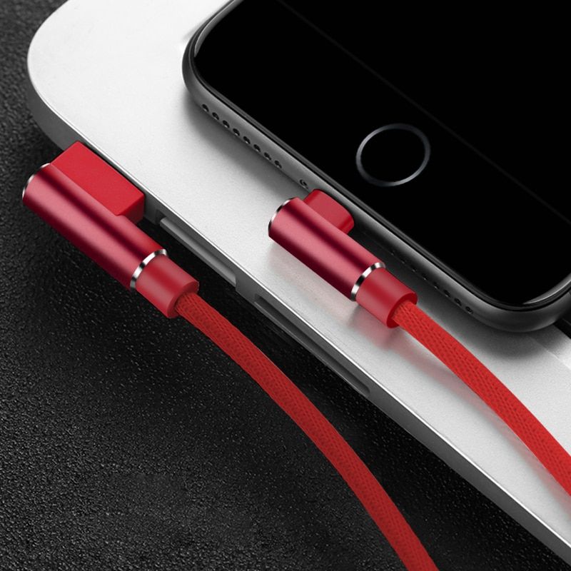 90 Degree USB Fast Charge Cable For iPhone X Xs Max XR 8 7 6 6S Plus 5 5S SE iPad L Type Charger Origin Accessory Cord Wire 2 3m