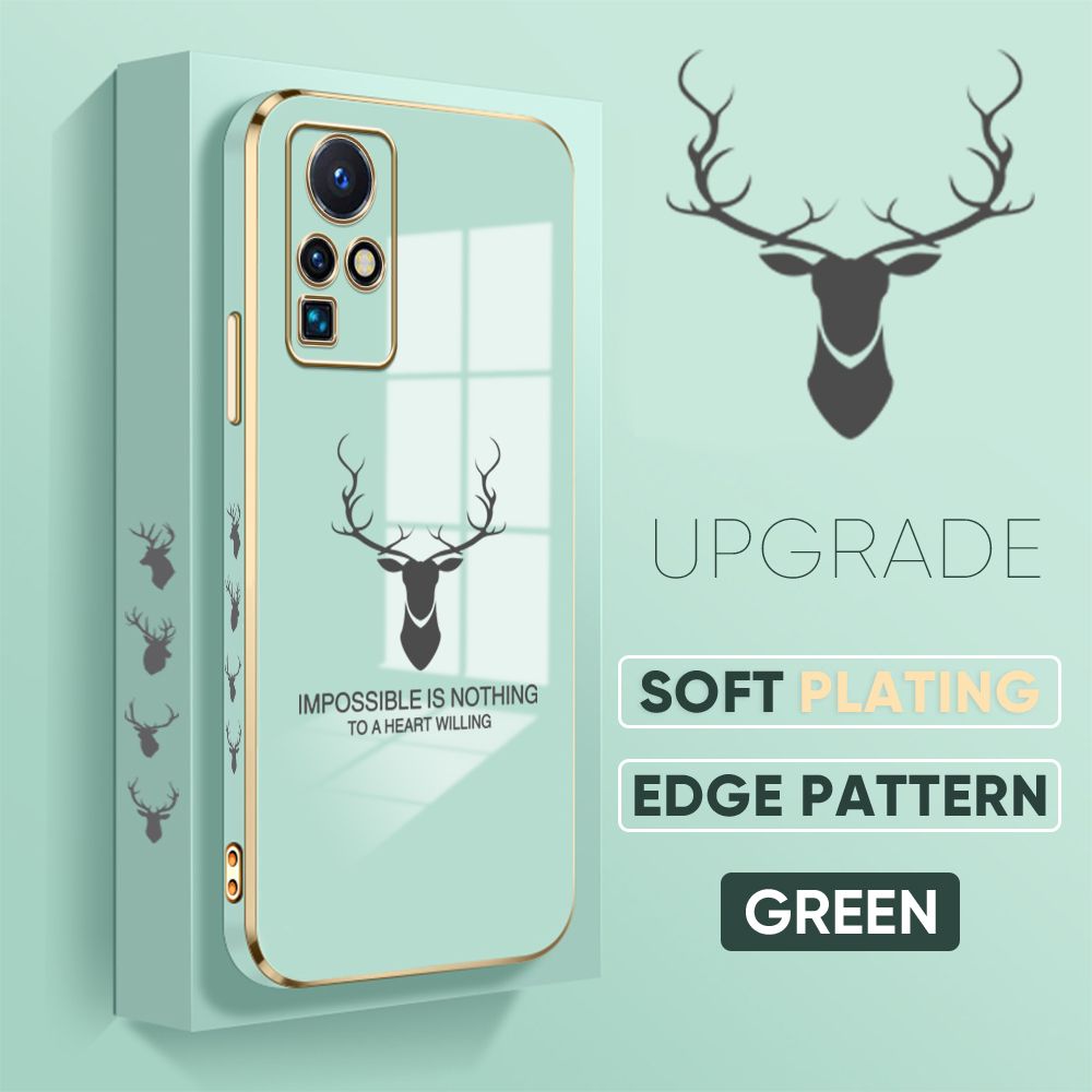 Jizetin (Free Lanyard) Infinix Zero X Neo Back Cover Antlers Luxury 6D Plating Case Side Pattern Soft Silicone Square Phone Cases