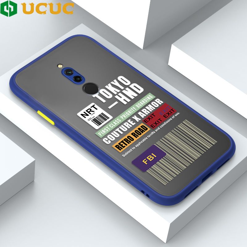 UCUC for Redmi 8 Back Cover FBI Sticker Frosted Transparent Hard Phone Case Thin Shockproof Full Cover Camera Protect Case