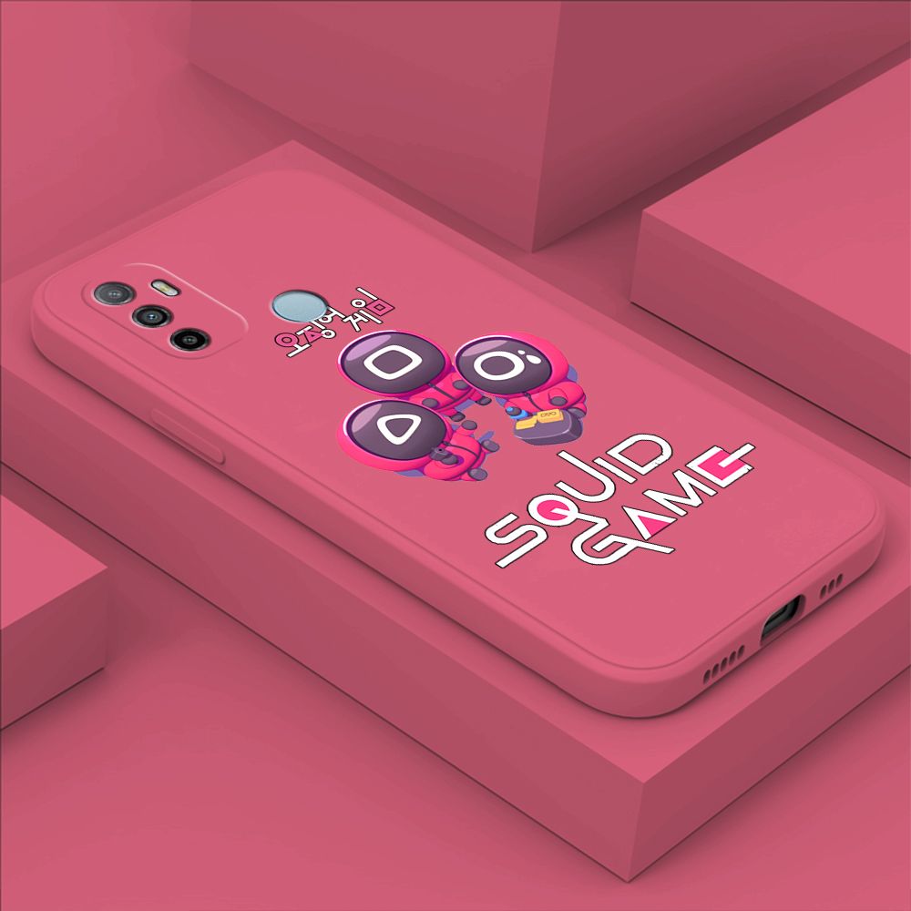 ZeroQiQi for OPPO A53 2020 Case Cute Cartoon Cute Squid Character Phone Cover Square Liquid Silicone Shockproof Phone Protective Case
