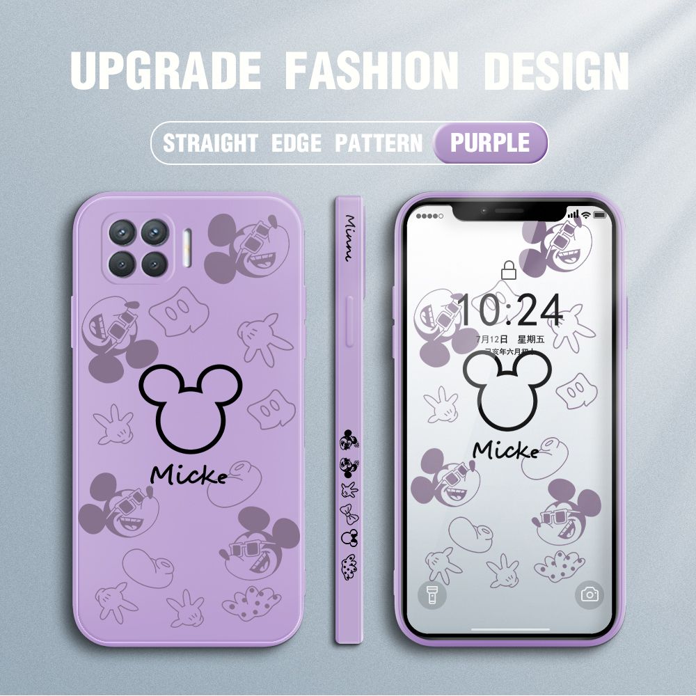 Jizetin for OPPO F19 Pro / A93 2020 Case Creative Printing Pattern Side Design Phone Case Square Edge Pattern Liquid Silicone Cases Full Cover Camera Shockproof Protective Case