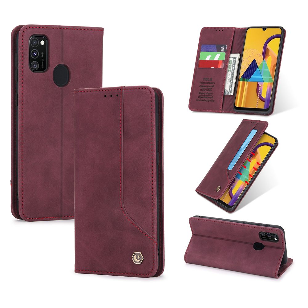 Case For Samsung Galaxy M30s Phone Case Premium Retro Leather Magnetic Card Wallet Holder Case Shockproof TPU Inner Flip Stand Cover