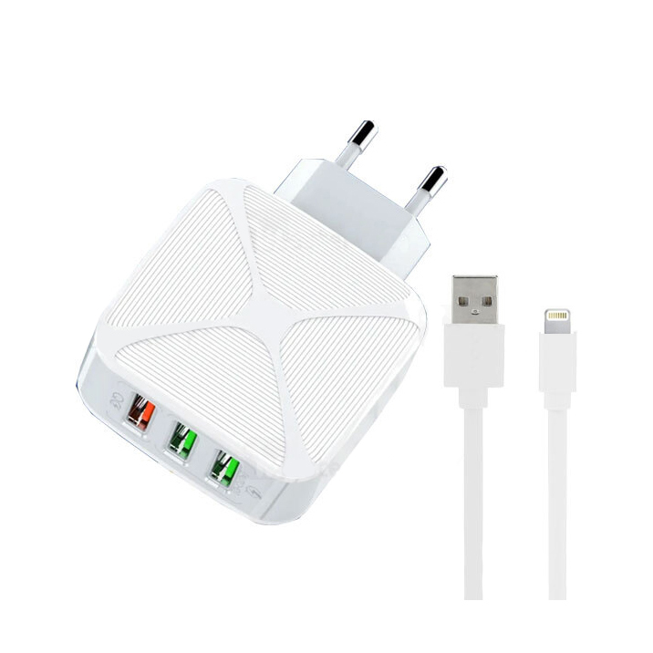 LDNIO A3310Q USB Wall Charger QC3.0 Travel Charger Multiple Port (3 USB Port) 5V EU Fast Charging For IPhone X Xs 11 Pro Huawei P30 P40 Pro MI10 Mi10 Note 9S