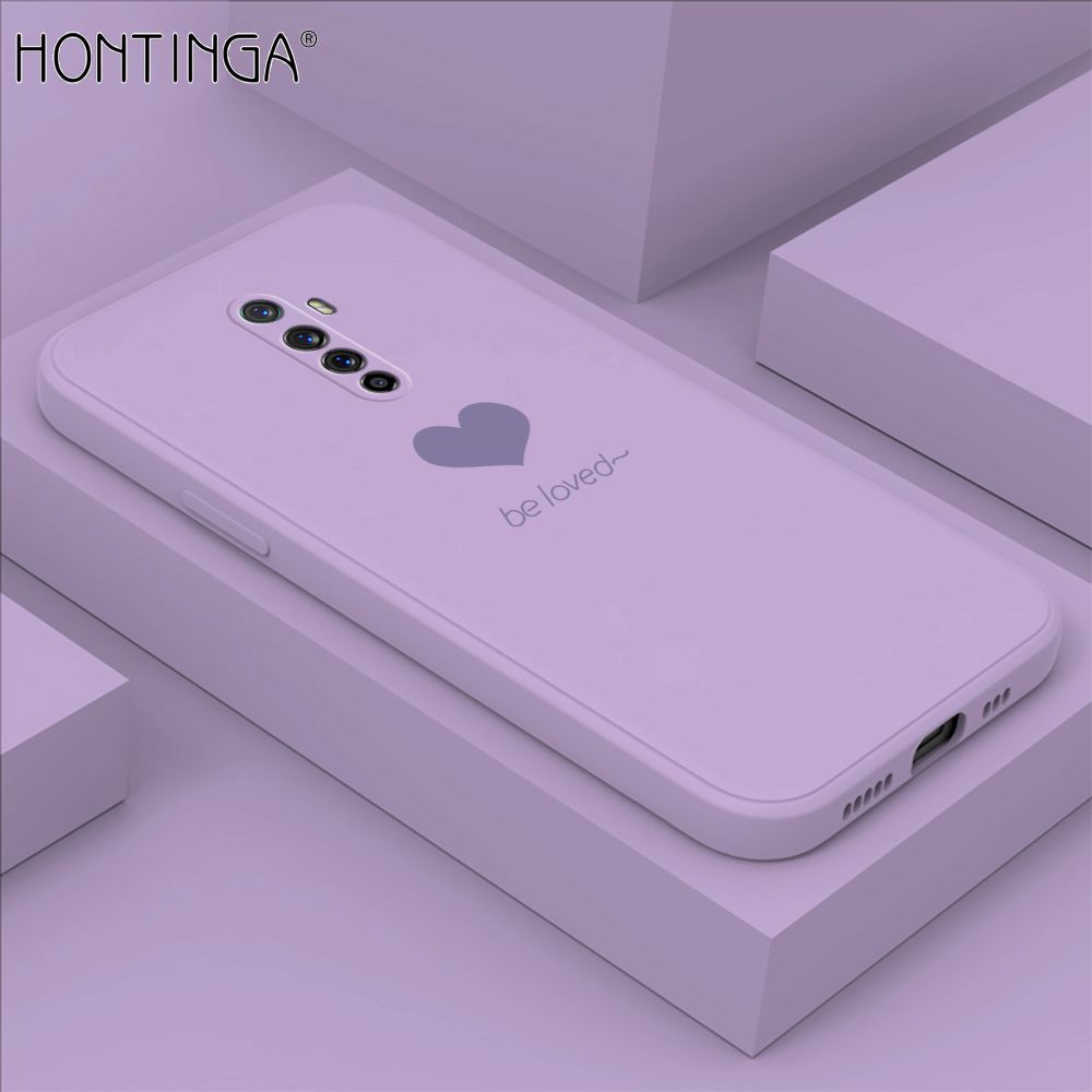 Hontinga for OPPO Reno Ace Case Simple Lover Heart Pattern Back Cover Soft Square Edge Liquid Silicone Phone Cases