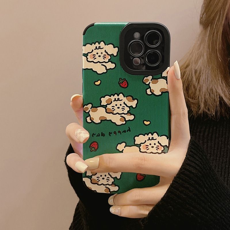 Leather Case Green Soft Silicone Cover Mobile Phone Protective Case