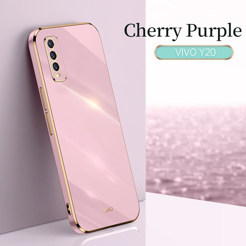 Lereach for vivo Y20 Case Plating Ultra-thin Silicone Soft Phone Cover Frame Bright Color Edge