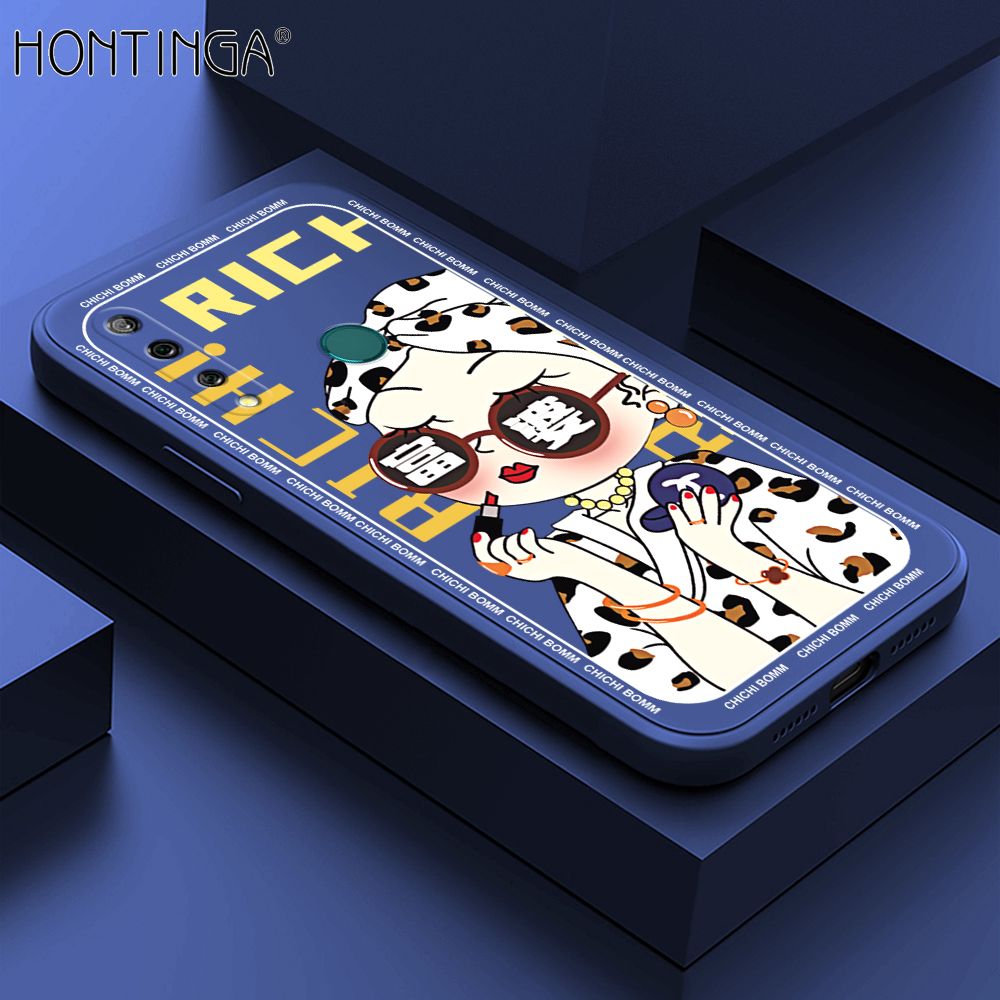 Hontinga for Huawei Y9 Prime 2019 Case Fashion Sunglasses Rich Girl Phone Case Phone Case Soft Square Edge Silicone Cases Full Lens Cover Shockproof Protection Cover