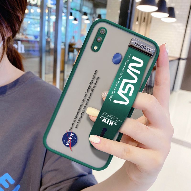 UCUC for Samsung Galaxy M20 Wrist Strap Case Popular NASA Wristband Printing Cover Shockproof Frosted Phone Case