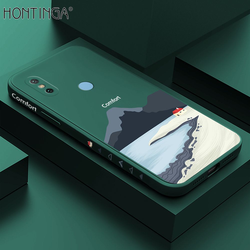 Hontinga for Xiaomi MI A2 Case Side Design New Mount Back Cover Soft Square Edge Pattern Liquid Silicone Trend Phone Cases
