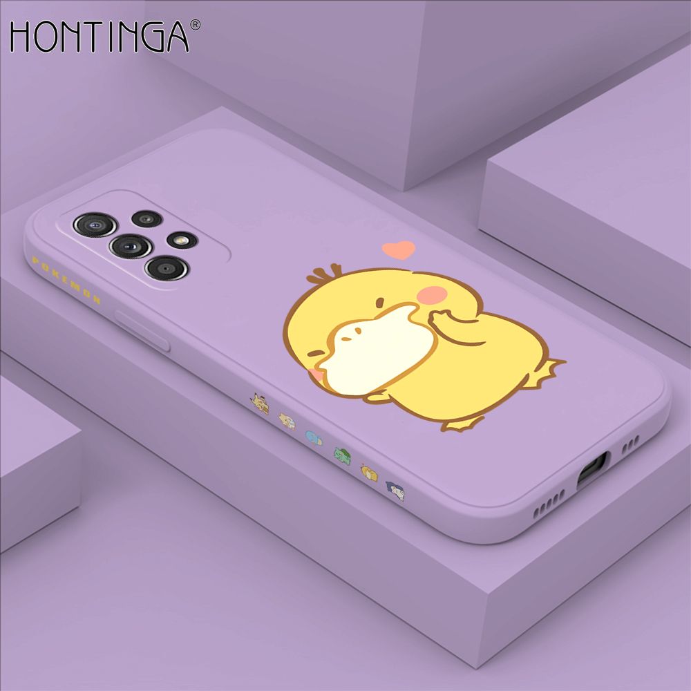 Hontinga for Samsung A52 5G / 4G Case Side Design Trendy Cartoon Sign Back Cover Soft Square Edge Pattern Liquid Silicone Phone Cases