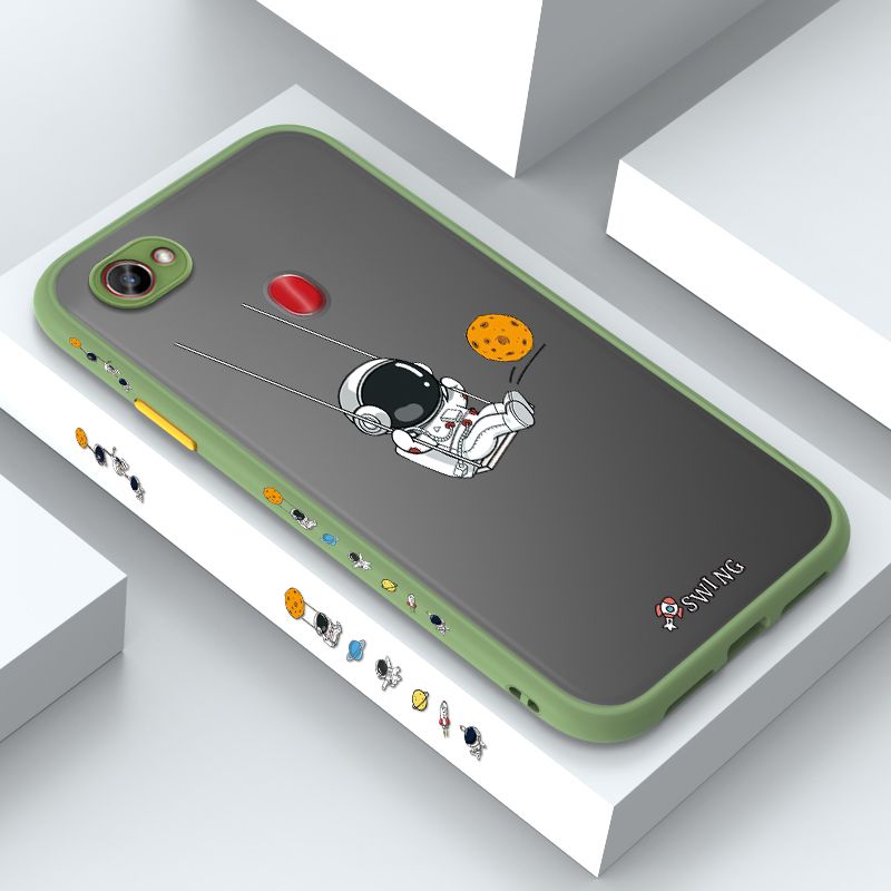 ZeroQiQi for OPPO F7 Case Astronaut Swinging Side Printing Cover Frosted Ultra Thin Protective Anti Fall Phone Case