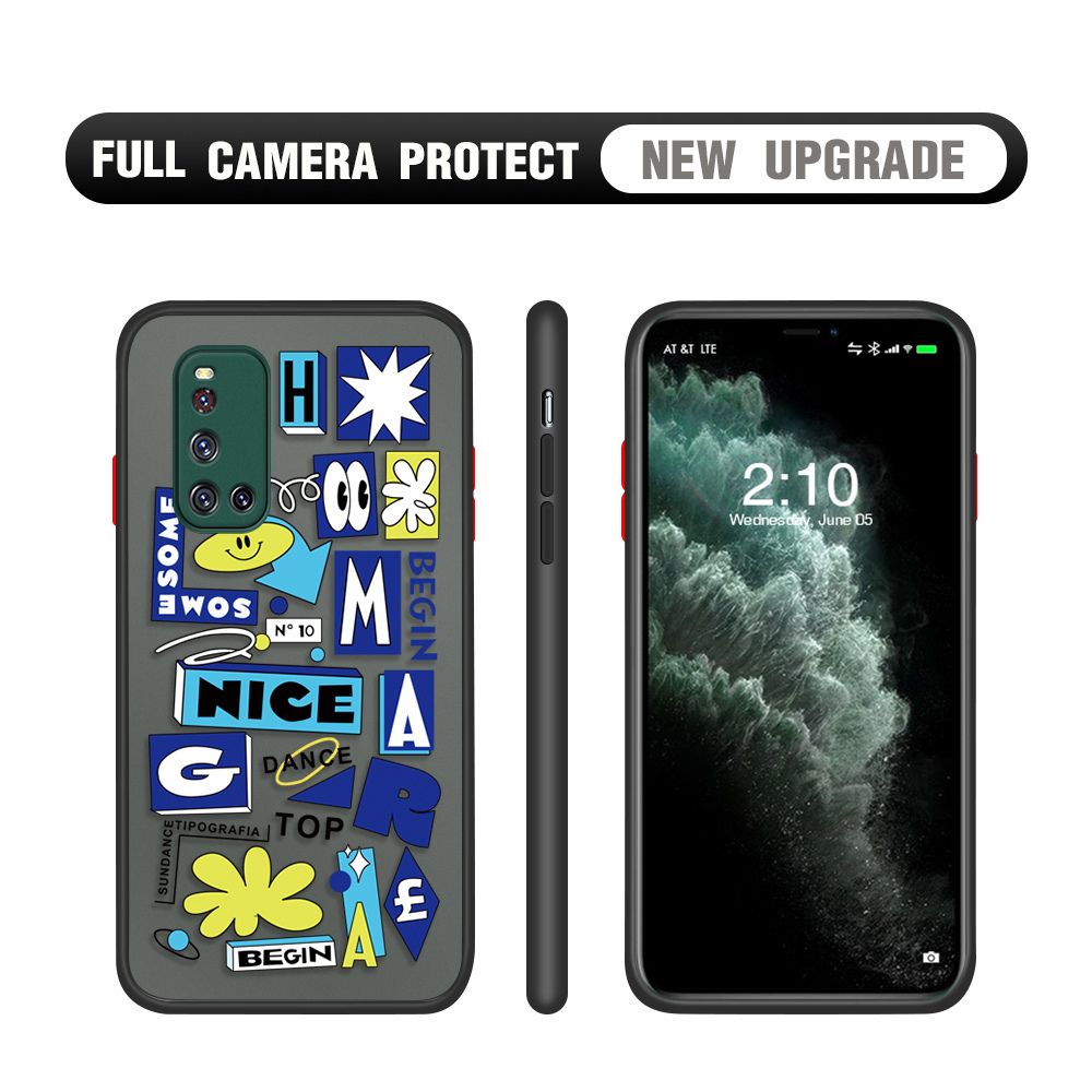 Hontinga for Vivo V19 Case Travel Poster Camera Shockproof Protection Cases Edge Frosted Transparent Phone Cover