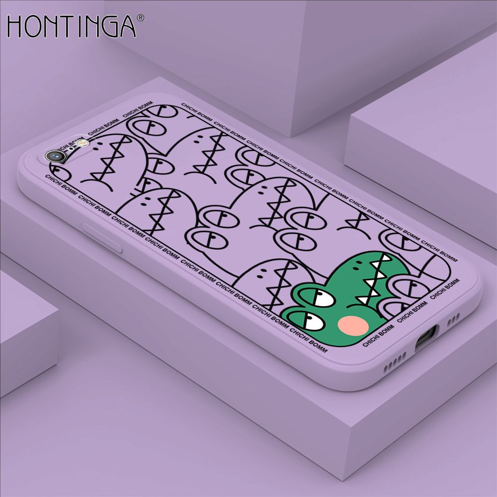 Hontinga for iPhone 6 Plus / 6s Plus Case Cartoon Crocodile Alligator Phone Case Phone Case Soft Square Edge Silicone Cases Full Lens Cover Shockproof Protection Cover