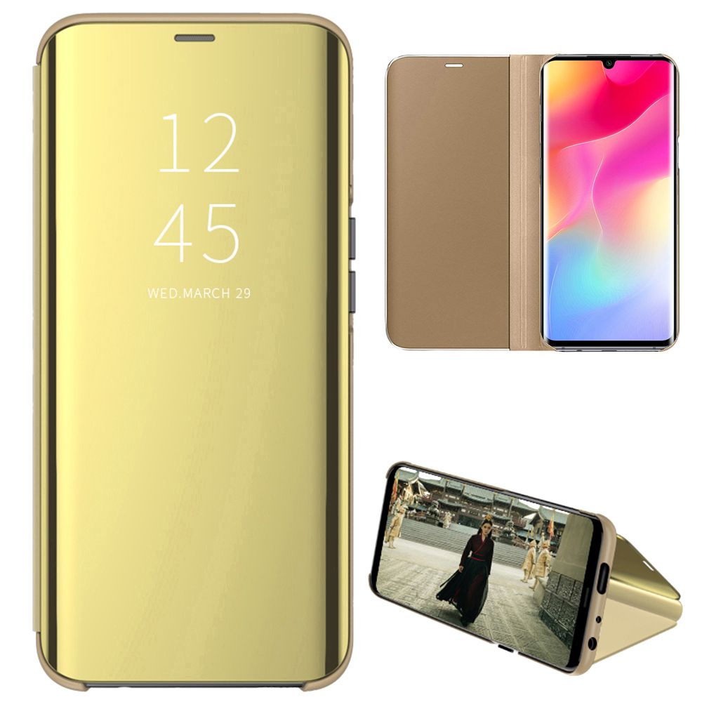 Smart Mirror Flip Phone Case For Xiaomi Mi Note 10 Lite View PU Leather Stand Protective Cover