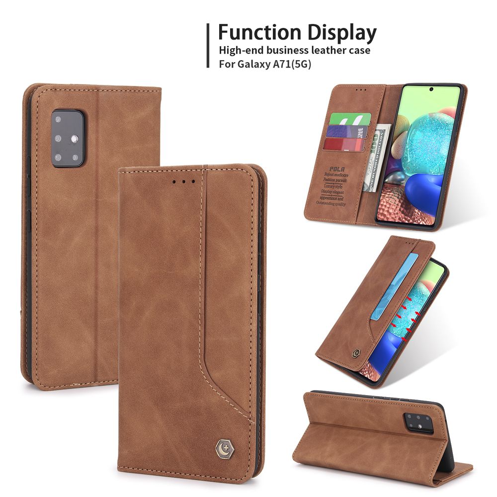 Case For Samsung Galaxy A71 5G Phone Case Premium Retro Leather Magnetic Card Wallet Holder Case Shockproof TPU Inner Flip Stand Cover