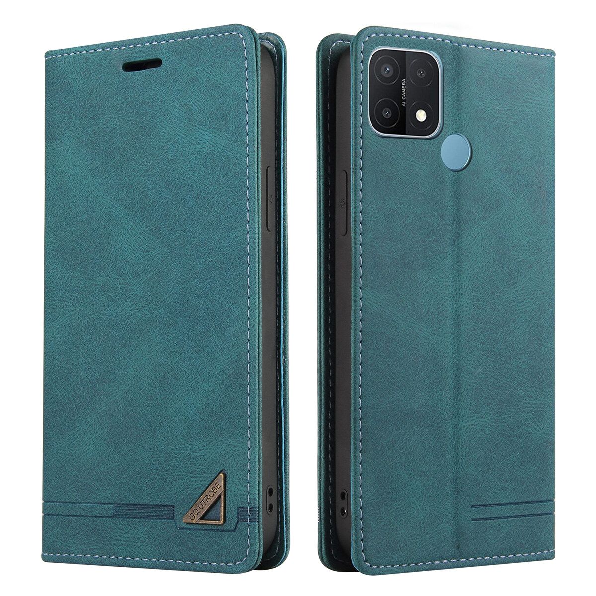 For OPPO A15/OPPO A15s Retro Anti-theft Brush Wallet Foldable Built-in Card Slot and Magnetic Closure Protective Case