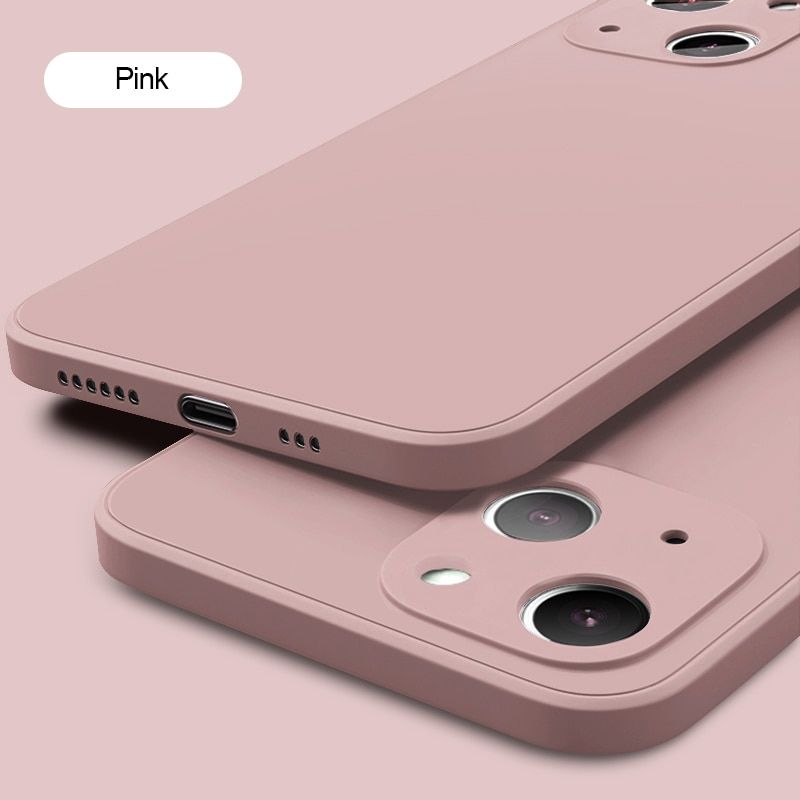 YTD  Square Liquid Silicone Phone Case For iPhone 13 12 11 Pro Max Mini XS XR X 8 7 SE 2020 Soft Thin Cover funda