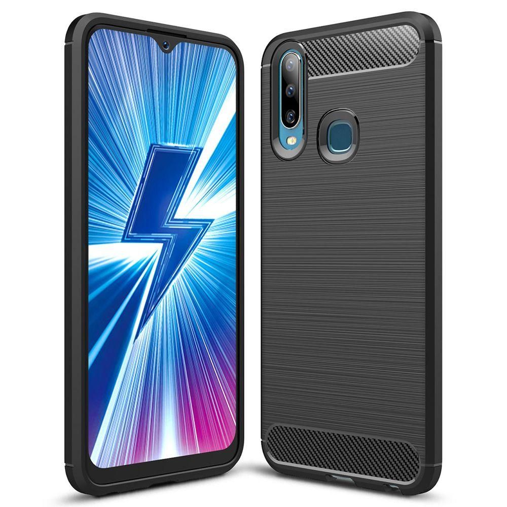 For VIVO Y17 Carbon Fiber Skin Resilient TPU Shockproof Armor Protective Case Cover